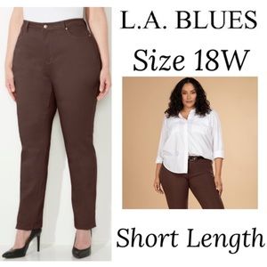 Brown Stretch Jeans La Blues Straight Leg Womens Size 18W Short Length